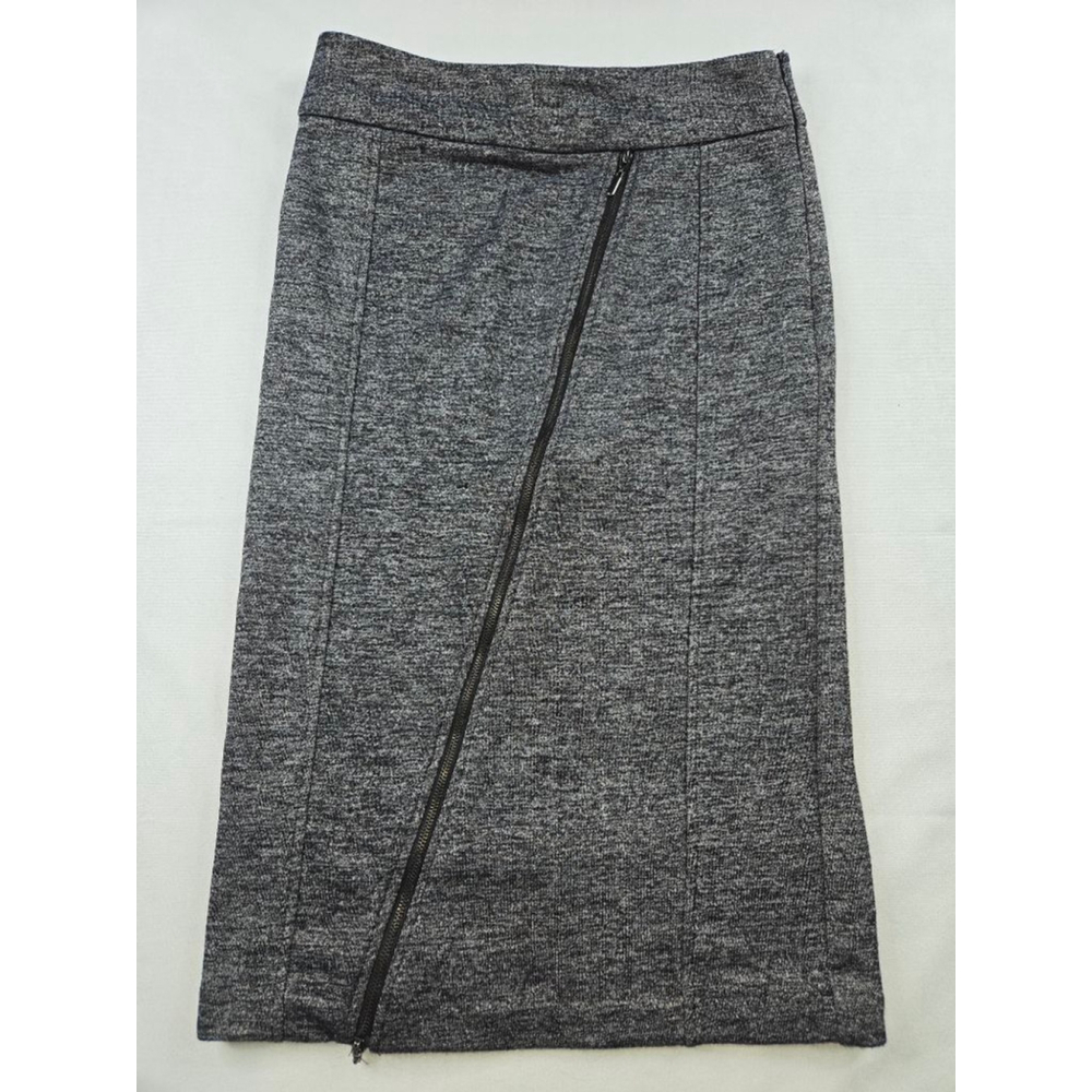 Women's Kenar Charcoal Pencil Skirt Size 2 with Asymmetrical Zipper